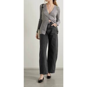 GOLDSIGN high-rise wide-leg jeans black size 27 (new)